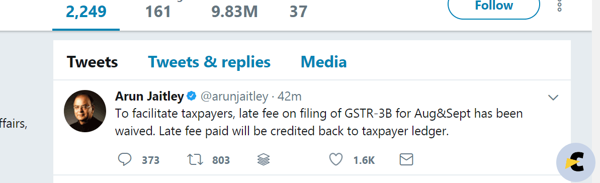 Late fees of August and September waived off by Govt